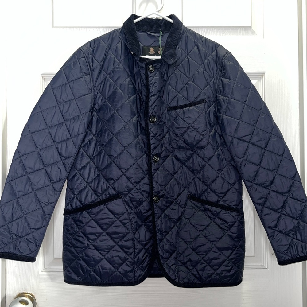 Barbour Tartan 
Men's Quilted Navy Jacket - Picture 2 of 11